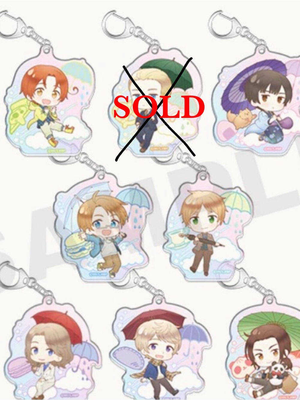 Hetalia Keychains Rainy Day Themed